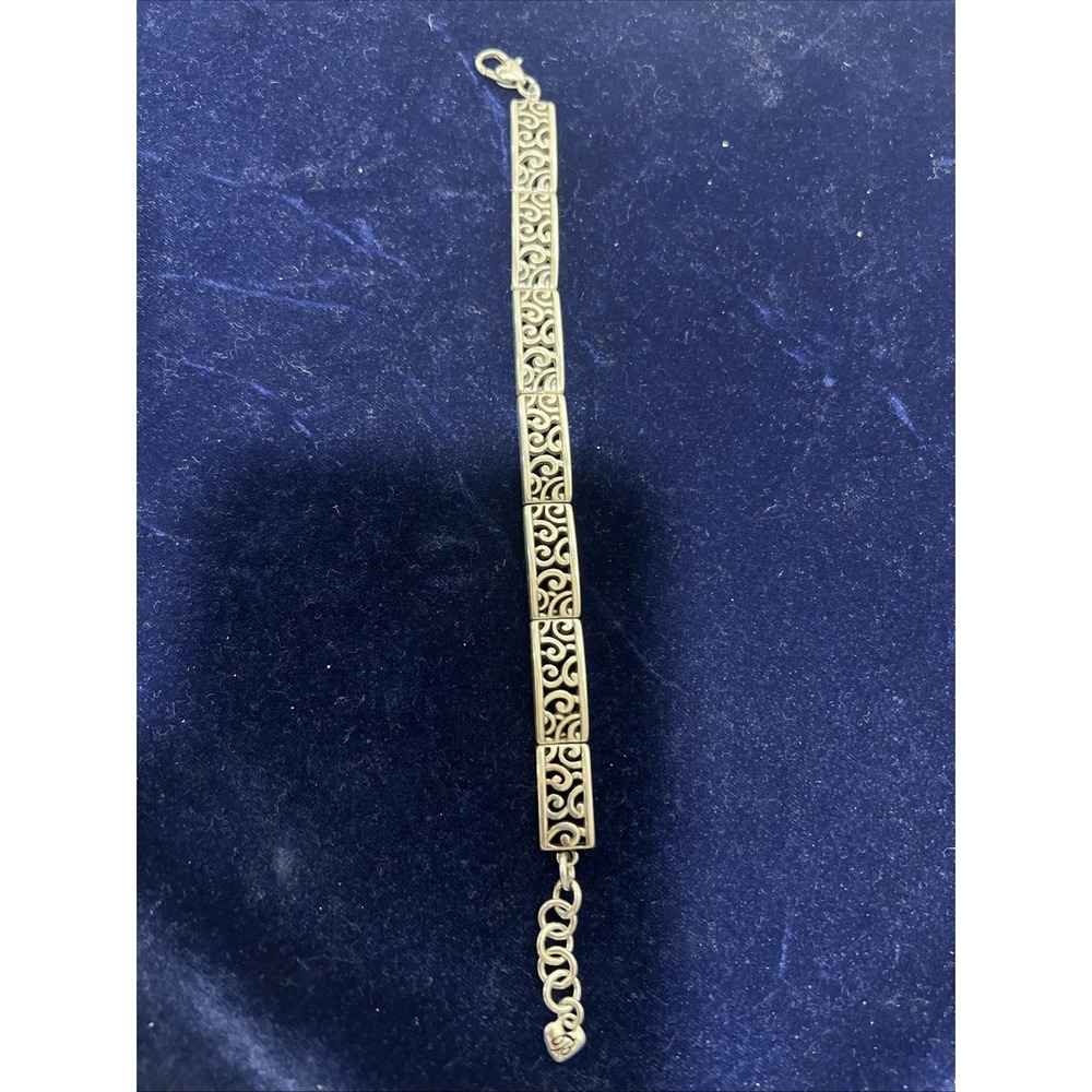 Brighton Deco Lace Bracelet Silver Plate Rectangle Link Open Scrollwork Retired